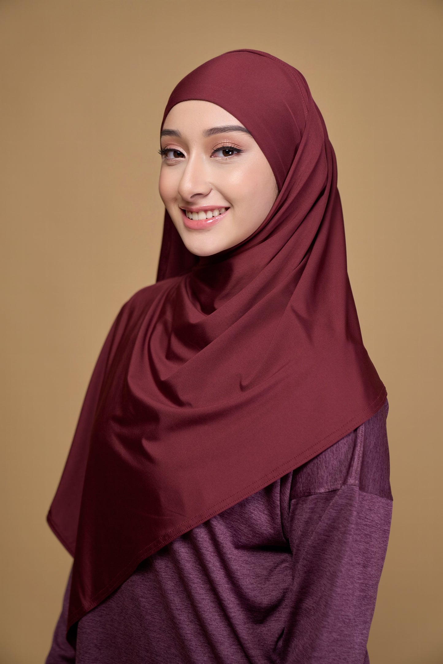 Semi instant sport hijab Maroon