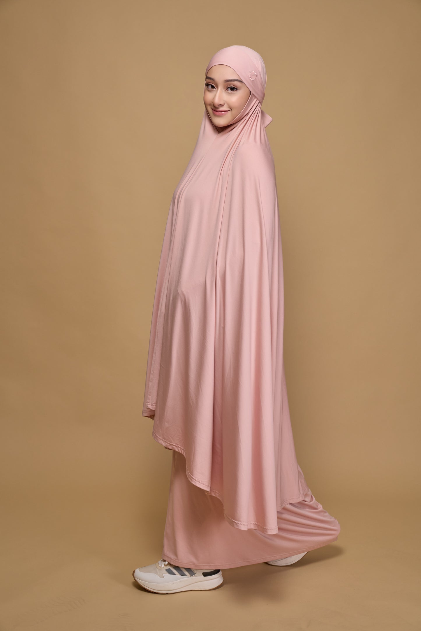 Telekung khimar light peach