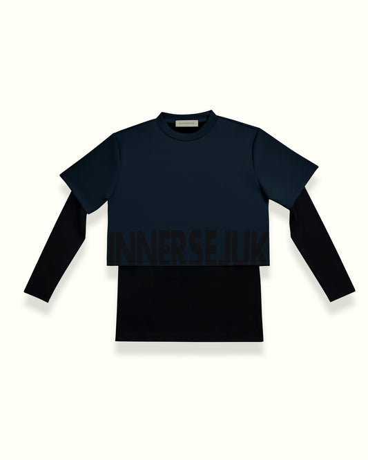 THE LOGOMANIA 2-IN-1 CROP TOP  IN DARK BLUE