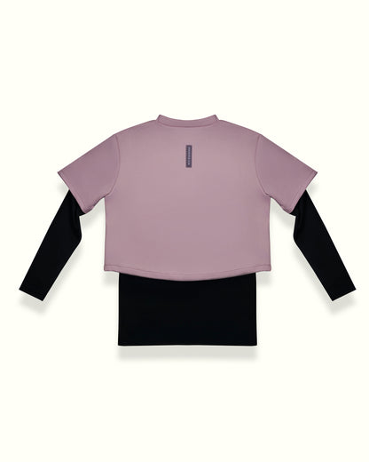 THE LOGOMANIA 2-IN-1 CROP TOP  IN DUSTY PURPLE