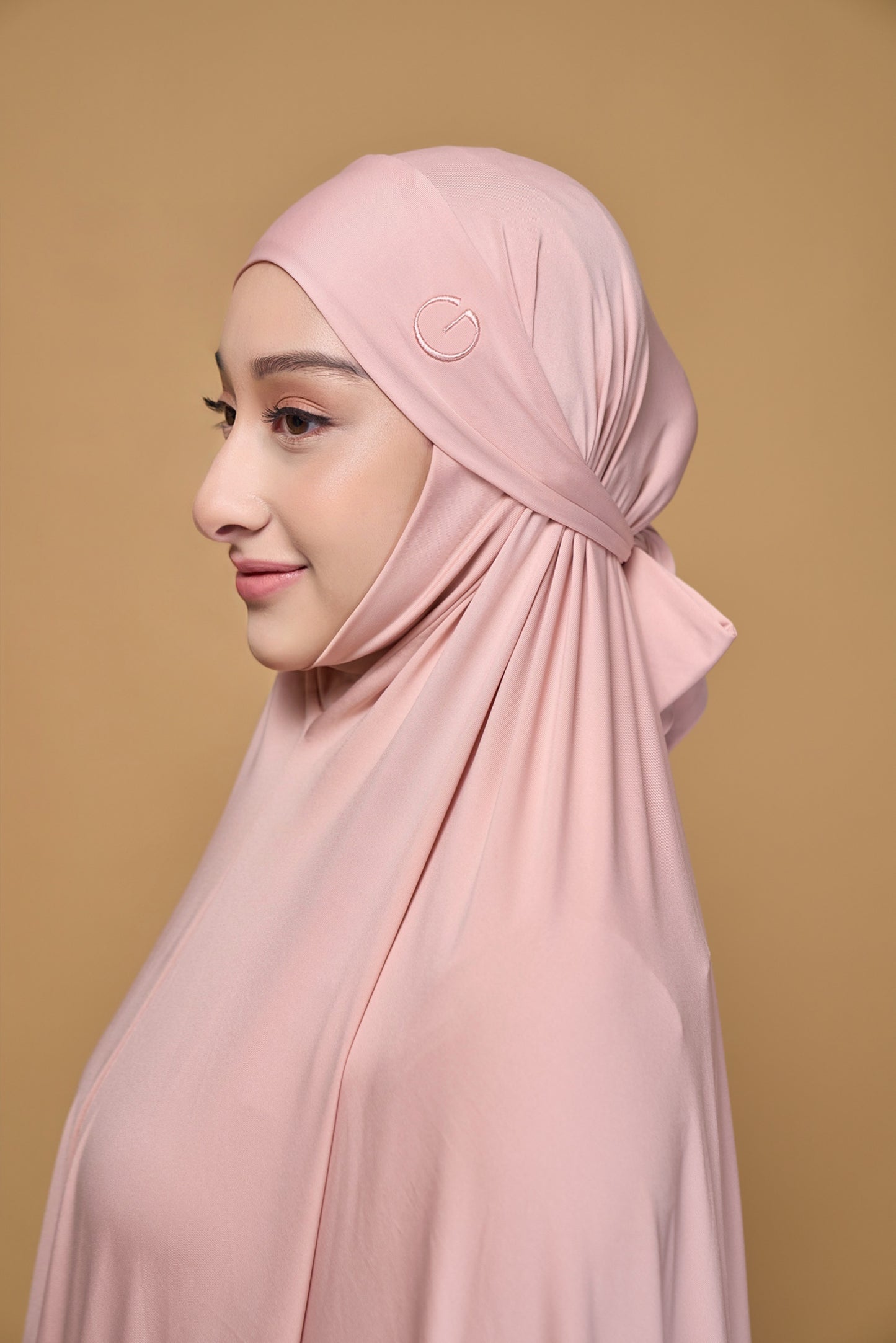 Telekung khimar light peach