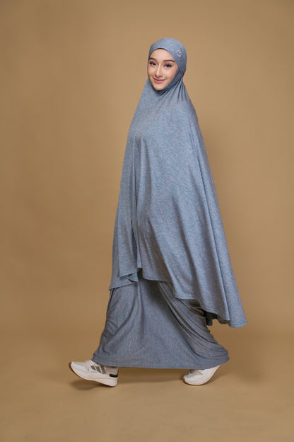 Telekung khimar Milange blue