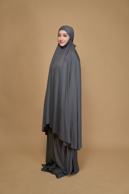 Telekung khimar grey