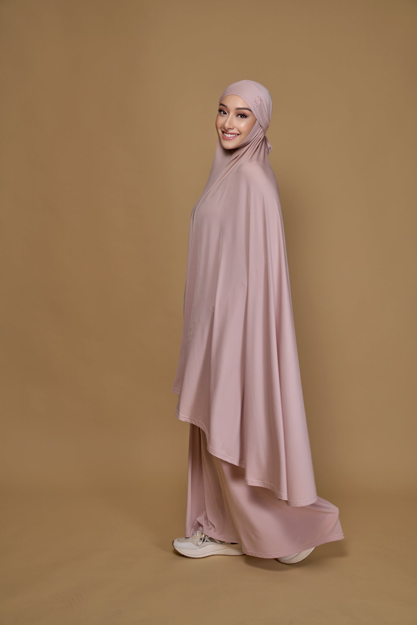 Telekung khimar Nude pink