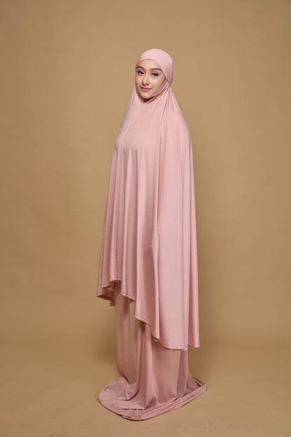 Telekung khimar light peach