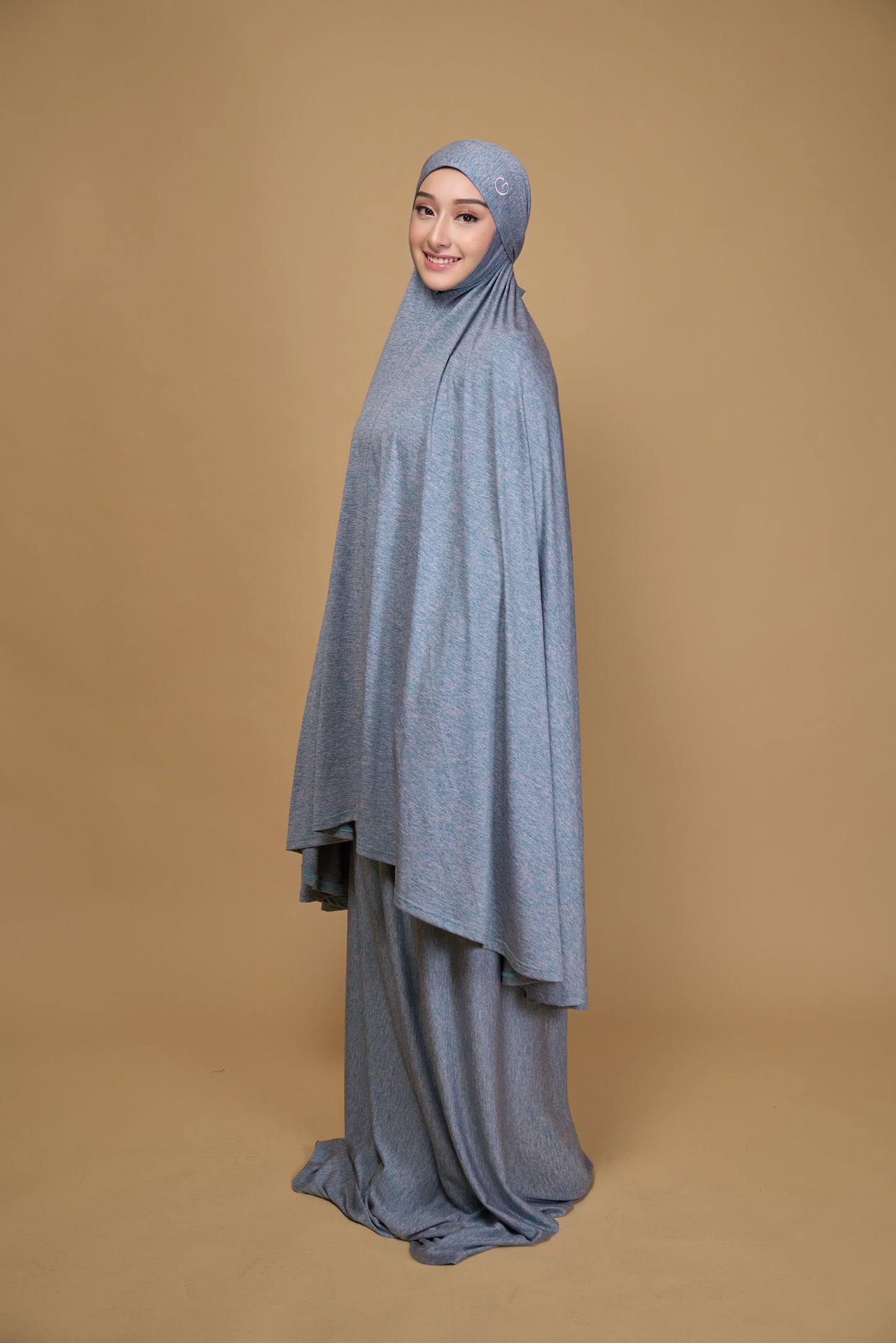 Telekung khimar Milange blue