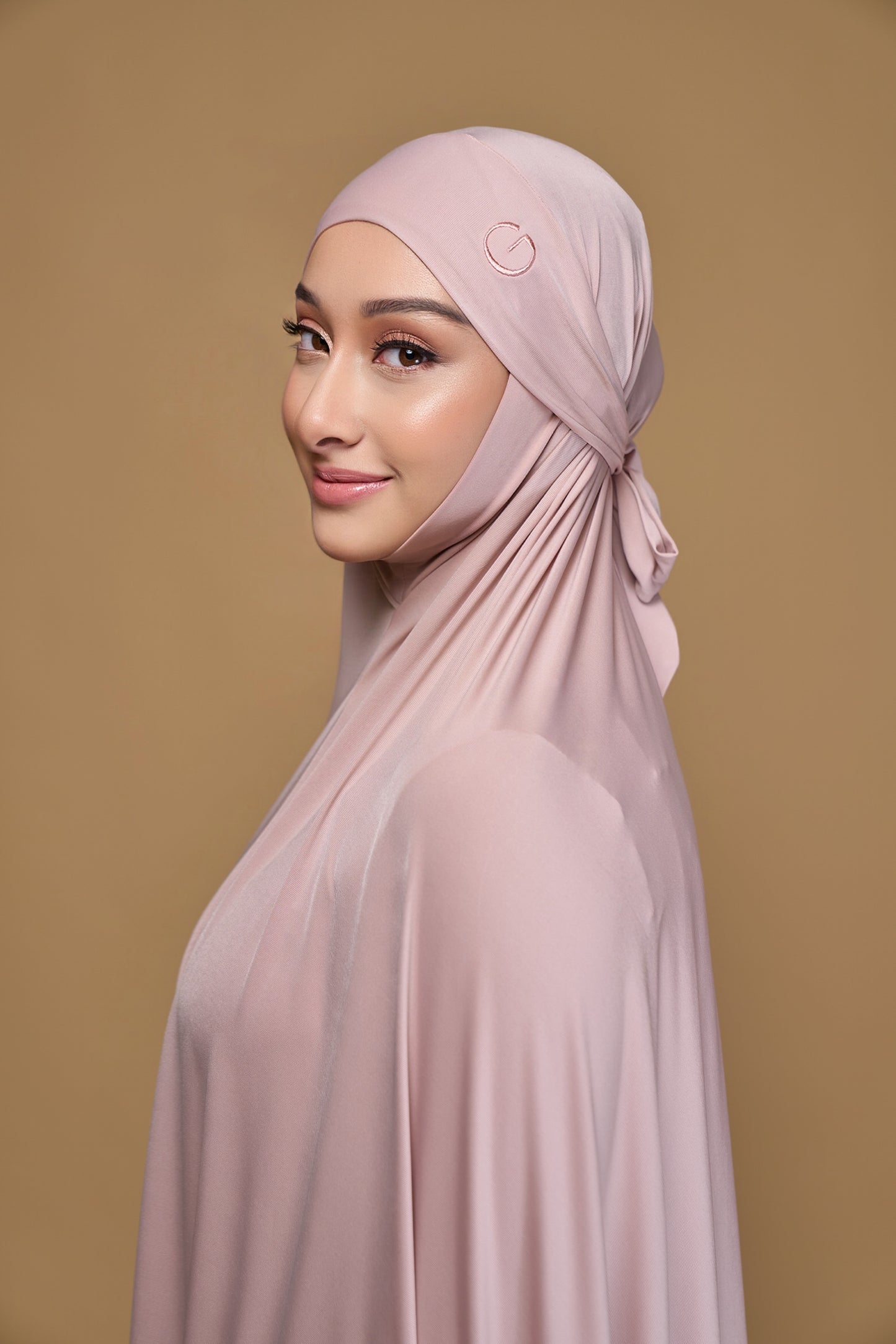 Telekung khimar Nude pink