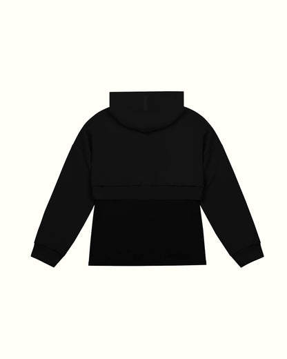 THE REVERSE 2-IN-1 OVERSIZED CROP HOODIE  IN BLACK