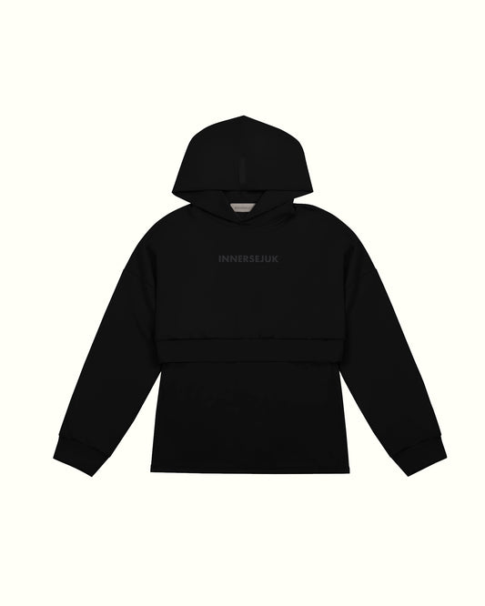 THE CLASSIC 2-IN-1 OVERSIZED CROP HOODIE IN BLACK