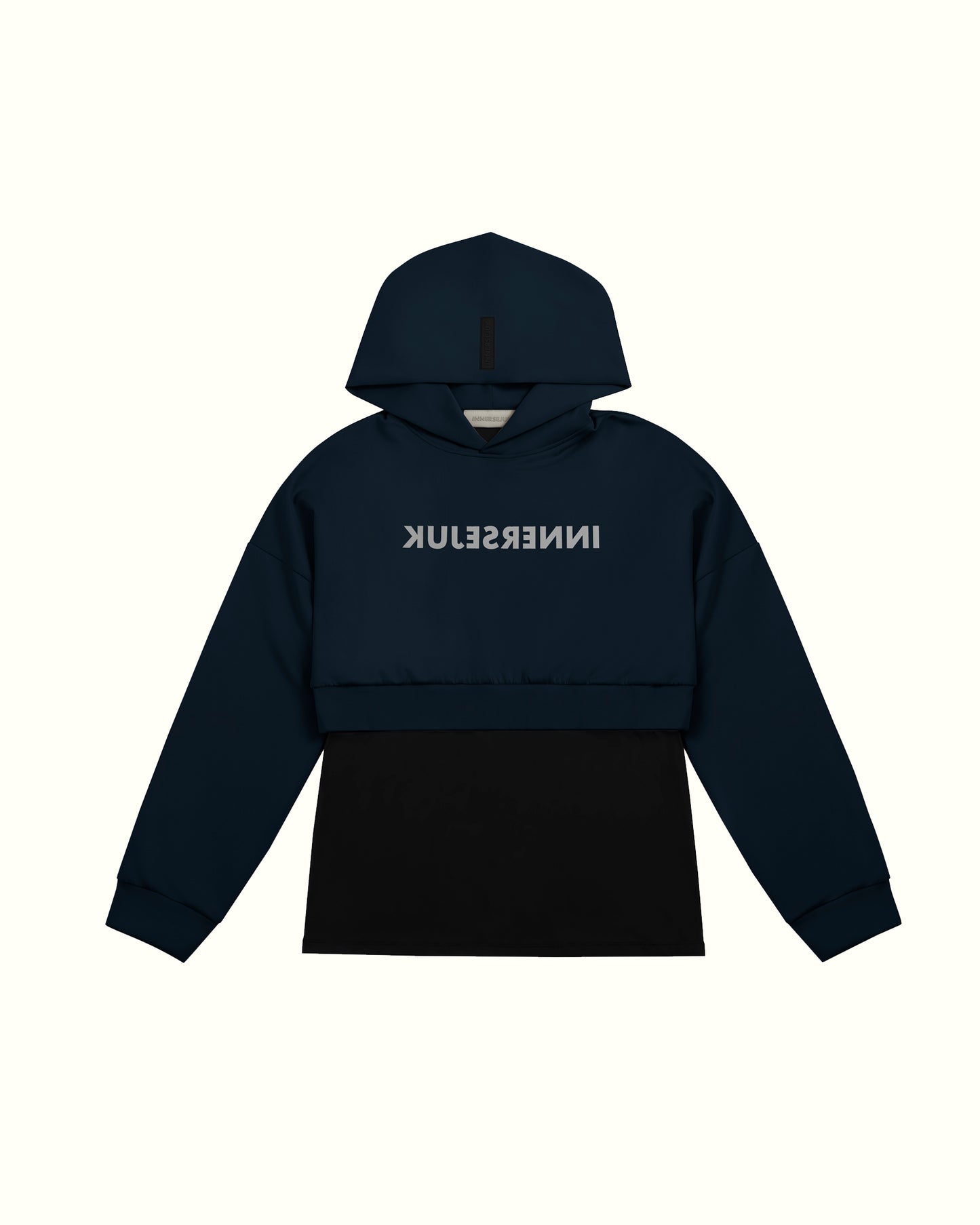 THE REVERSE 2-IN-1 OVERSIZED CROP HOODIE  IN DARK BLUE