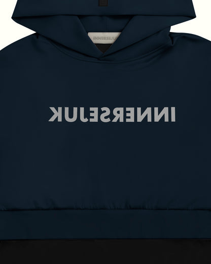 THE REVERSE 2-IN-1 OVERSIZED CROP HOODIE  IN DARK BLUE