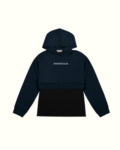 THE CLASSIC 2-IN-1 OVERSIZED CROP HOODIE IN DARK BLUE