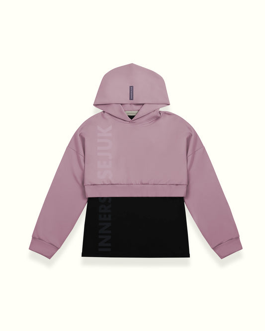 THE ICON 2-IN-1 OVERSIZED CROP HOODIE  IN DUSTY PURPLE