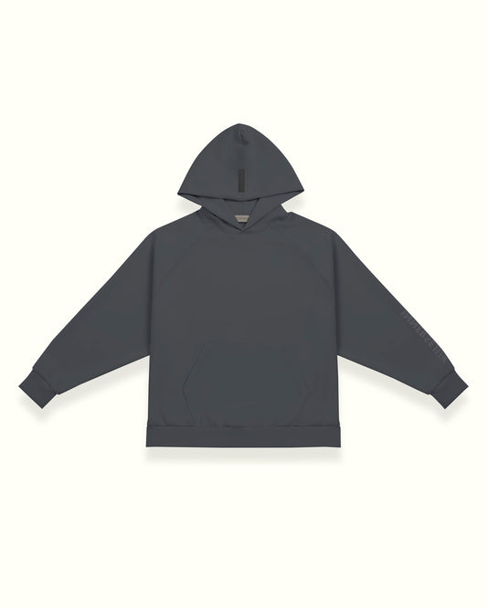 THE REVERSED RAGLAN HOODIE IN DARK GREY